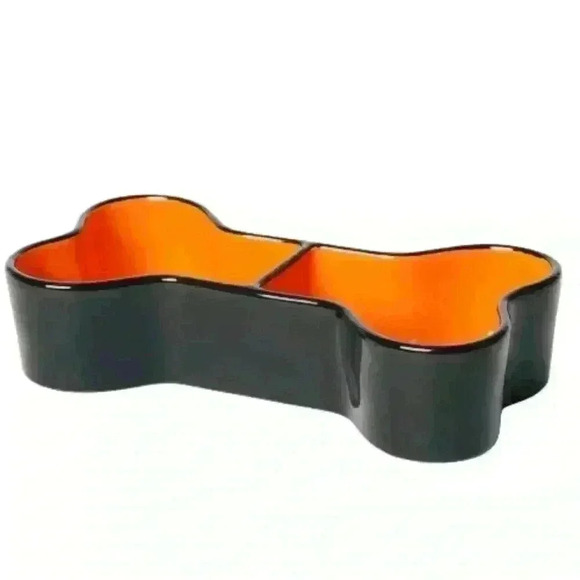 NEW Rae Dunn - BONE APPETITE - Glazed Ceramic Dual Pet Bowl/DISH - Picture 2 of 3